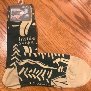 Blue Q Mens Cotton Crew Socks ”Inside Sucks” Camping